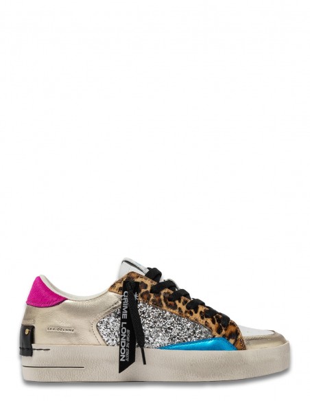 Sneakers Crime London Multicolores Glitter et Léopard - Audace et Style