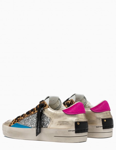Sneakers Crime London Multicolores Glitter et Léopard - Audace et Style