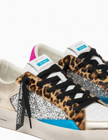 Sneakers Crime London Multicolores Glitter et Léopard - Audace et Style