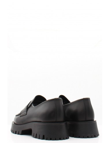 Mocassins Goodstep Vargas pour femme en cuir noir avec talon épais