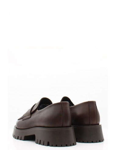 Mocassins Goodstep Vargas femme en cuir marron foncé avec talon épais