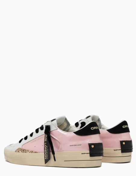 Sneakers Crime London Glitter Rose et Blanc - Confort et Audace - hylton.fr