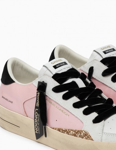 Sneakers Crime London Glitter Rose et Blanc - Confort et Audace - hylton.fr