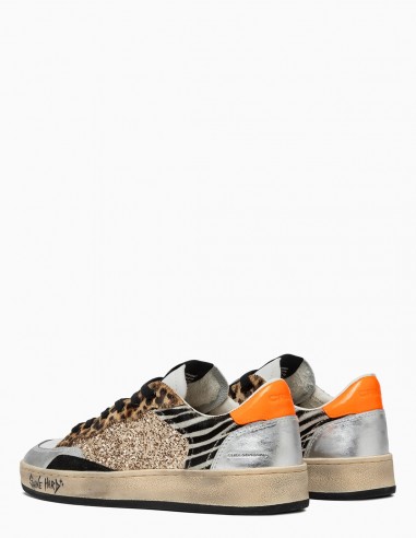 Sneakers Crime London Sk8 Deluxe Animalier et Paillettes - Brillez avec Style