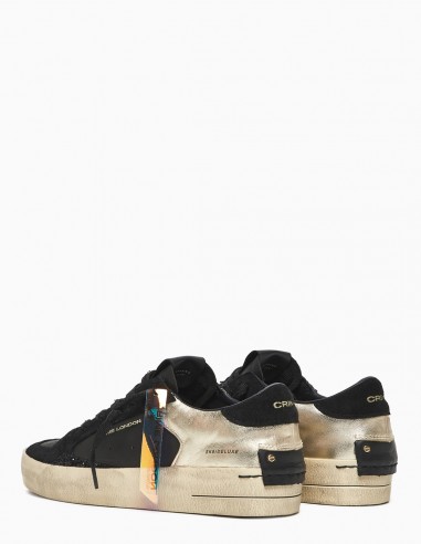 Sneakers Crime London Noires et Dorées avec Paillettes - Audacieuses et Glamour