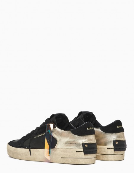 Sneakers Crime London Noires et Dorées avec Paillettes - Audacieuses et Glamour