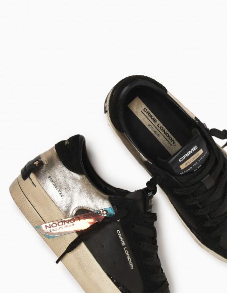 Sneakers Crime London Noires et Dorées avec Paillettes - Audacieuses et Glamour