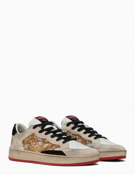 Sneakers Crime London Dorées et Paillettes - Glamour et Audace