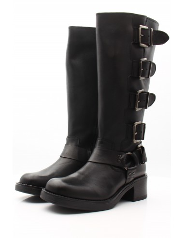 Bottes Biker Femme Goodstep - Cassandra Cuir Noir - Style Audacieux