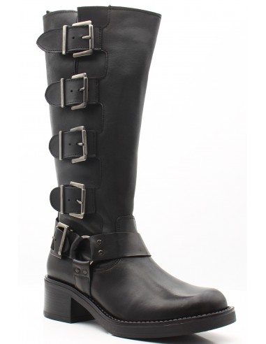 Bottes Biker Femme Goodstep - Cassandra Cuir Noir - Style Audacieux