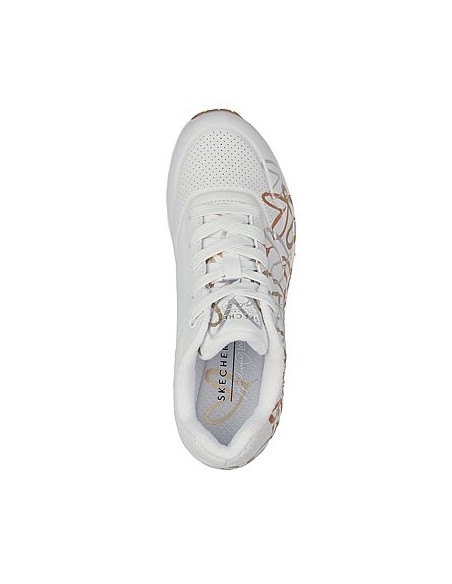 Skechers UNO 155523 WTGD - Baskets Femme avec Motifs Cœurs et Confort Exceptionnel