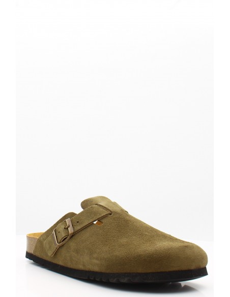 Sabots Scholl Olivier New Femme en suède kaki avec bride ajustable