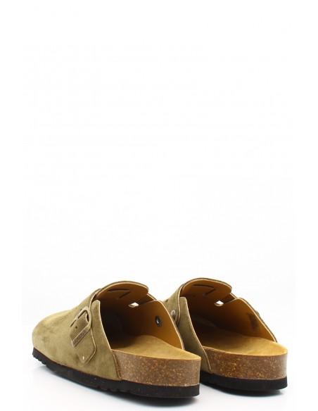 Sabots Scholl Olivier New Femme en suède kaki avec bride ajustable