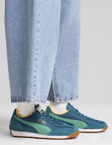 Puma Easy Rider 399028-15 - Baskets Rétro-Sport en Bleu Sarrcelle, Vert et Jaune pour Homme