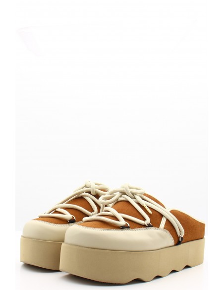 Mules Scholl Lindsay à semelle épaisse en beige et marron pour femme