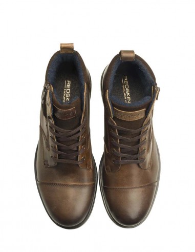 Bottines Redskins Country 2 - Bottines en cuir marron tabac avec zip latéral pour homme