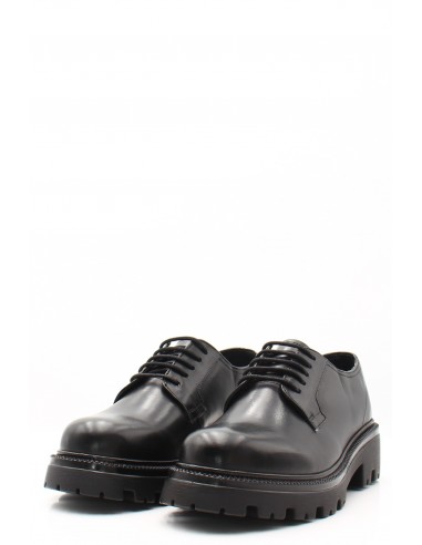 Derby Hosis Milano en cuir noir avec semelle crantée pour femme