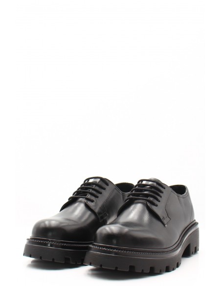 Derby Hosis Milano en cuir noir avec semelle crantée pour femme