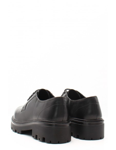 Derby Hosis Milano en cuir noir avec semelle crantée pour femme