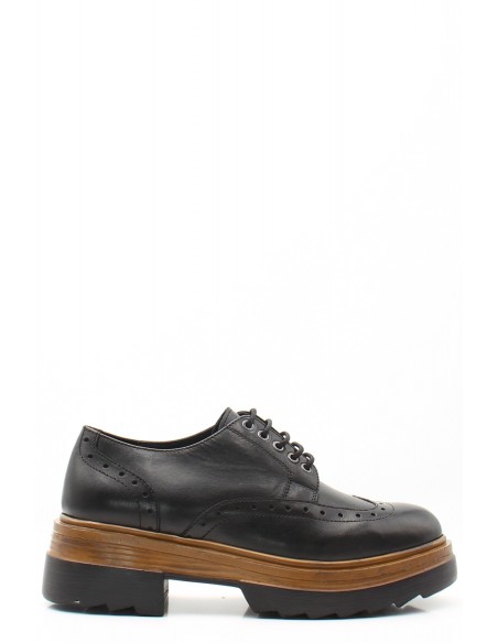 Derbies Hosis Milano en cuir noir avec semelle épaisse pour femme