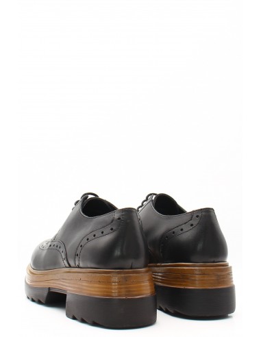 Derbies Hosis Milano en cuir noir avec semelle épaisse pour femme