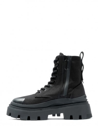 Bottines Palladium en toile noire avec semelle épaisse pour femme