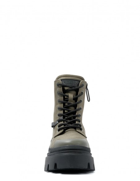 Bottines Palladium en toile kaki avec semelle épaisse pour femme