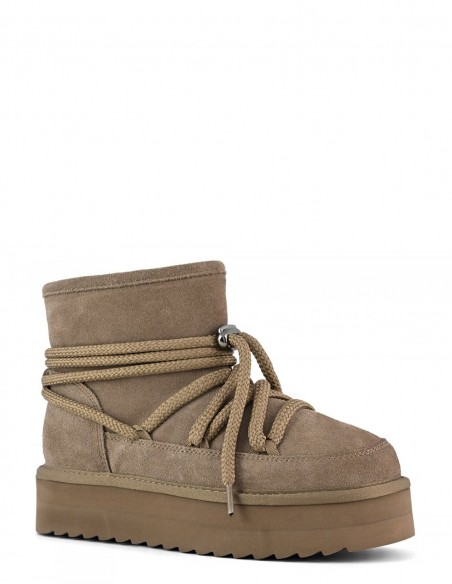 Colors of California YWPLA12 Taupe - Bottines Type Après-Ski Femme en Suédine Taupe