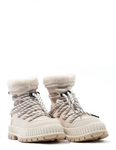 Boots Femme Palladium fourrées beige avec semelle crantée pour femme
