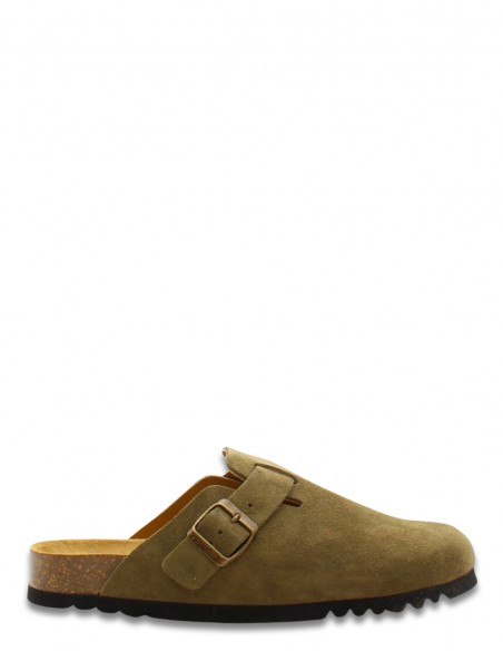 Sabots Scholl Olivier New Femme en suède kaki avec bride ajustable