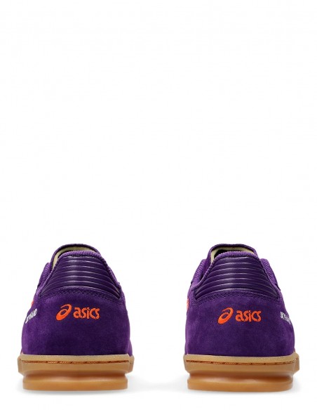 Baskets Asics Skyhand en suède violet avec bandes orange pour femme