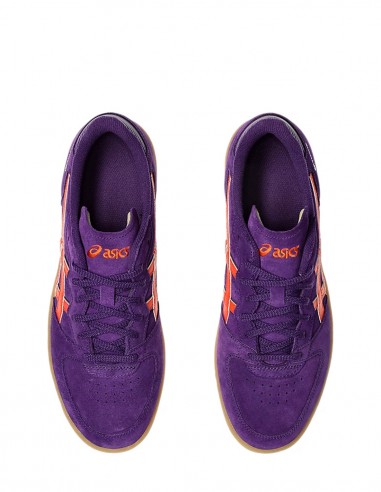 Baskets Asics Skyhand en suède violet avec bandes orange pour femme