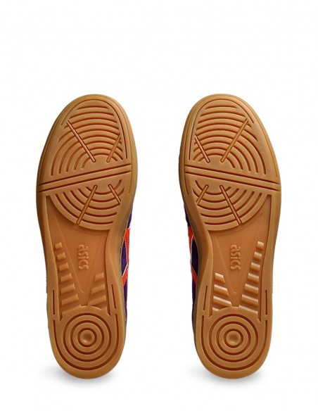 Baskets Asics Skyhand en suède violet avec bandes orange pour femme