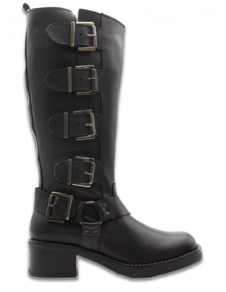 Bottes Biker Femme Goodstep - Cassandra Cuir Noir - Style Audacieux