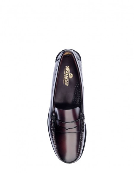 Mocassins Sebago Classic Dan femmr en cuir bordeaux au style casual