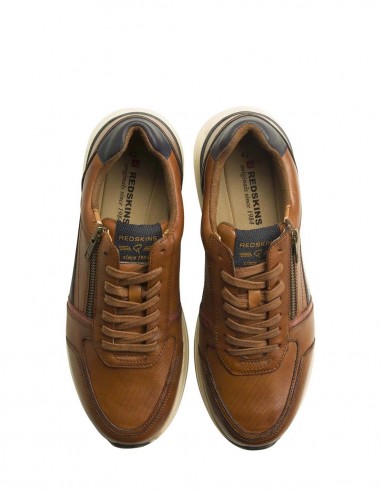 Baskets Redskins SD461 en cuir marron avec zip décoratif pour homme