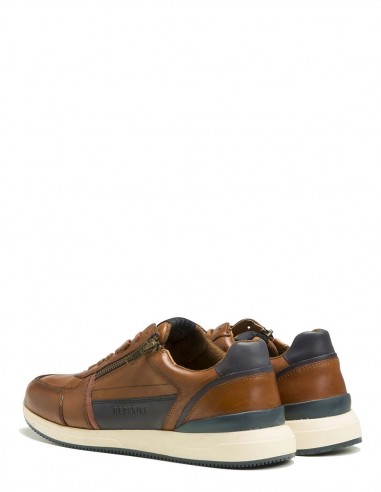 Baskets Redskins SD461 en cuir marron avec zip décoratif pour homme