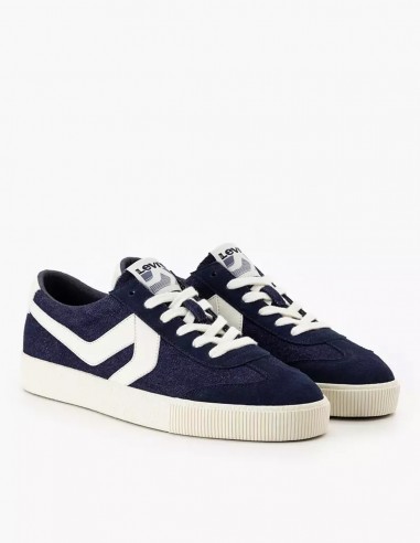 Baskets Levi's Sneak Homme en toile bleu marine avec bandes blanches