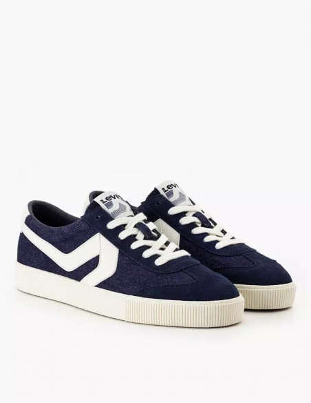 Baskets Levi's Sneak Homme en toile bleu marine avec bandes blanches