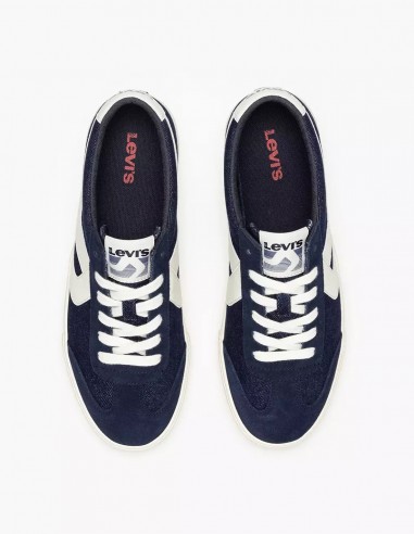 Baskets Levi's Sneak Homme en toile bleu marine avec bandes blanches