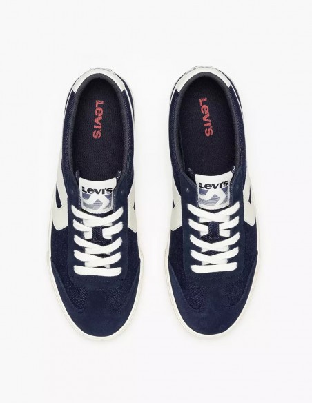 Baskets Levi's Sneak Homme en toile bleu marine avec bandes blanches