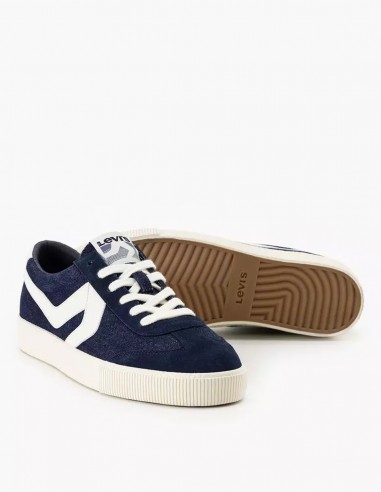 Baskets Levi's Sneak Homme en toile bleu marine avec bandes blanches