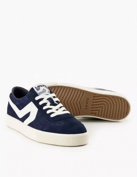 Baskets Levi's Sneak Homme en toile bleu marine avec bandes blanches