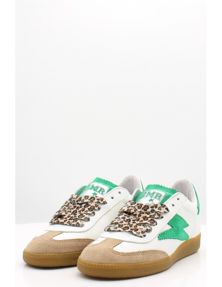 Baskets Semerdjian Aslan femme en cuir blanc avec détails suède vert