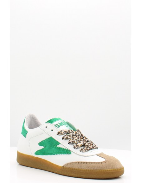 Baskets Semerdjian Aslan femme en cuir blanc avec détails suède vert