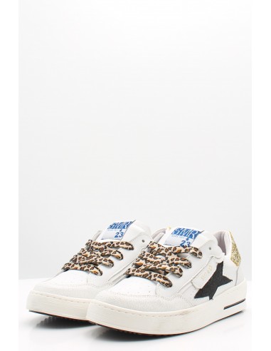 Baskets Semerdjian Ale Glitter en cuir blanc avec talon pailleté doré