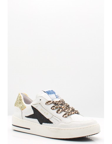 Baskets Semerdjian Ale Glitter en cuir blanc avec talon pailleté doré