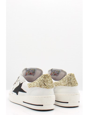 Baskets Semerdjian Ale Glitter en cuir blanc avec talon pailleté doré
