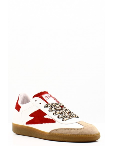 Baskets Semerdjian Aslan en cuir blanc avec détails rouges pour femme