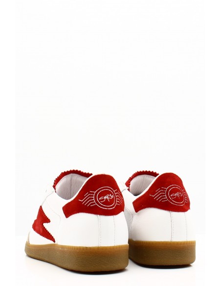 Baskets Semerdjian Aslan en cuir blanc avec détails rouges pour femme